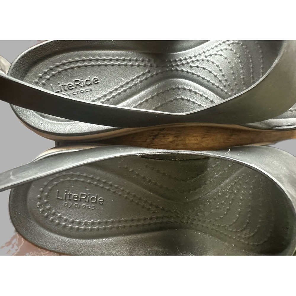 Crocs Brooklyn Low Wedge Black Mushroom Platform Sandals Womens 8 LiteRide Foam - Picture 5 of 6